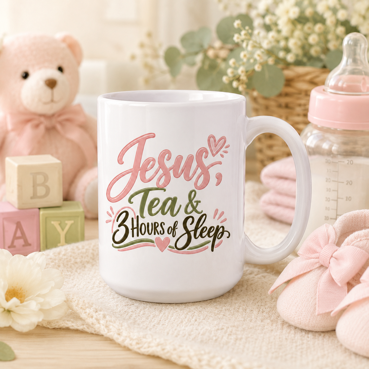 Jesus, Tea and 3 Hours of Sleep Girl mug